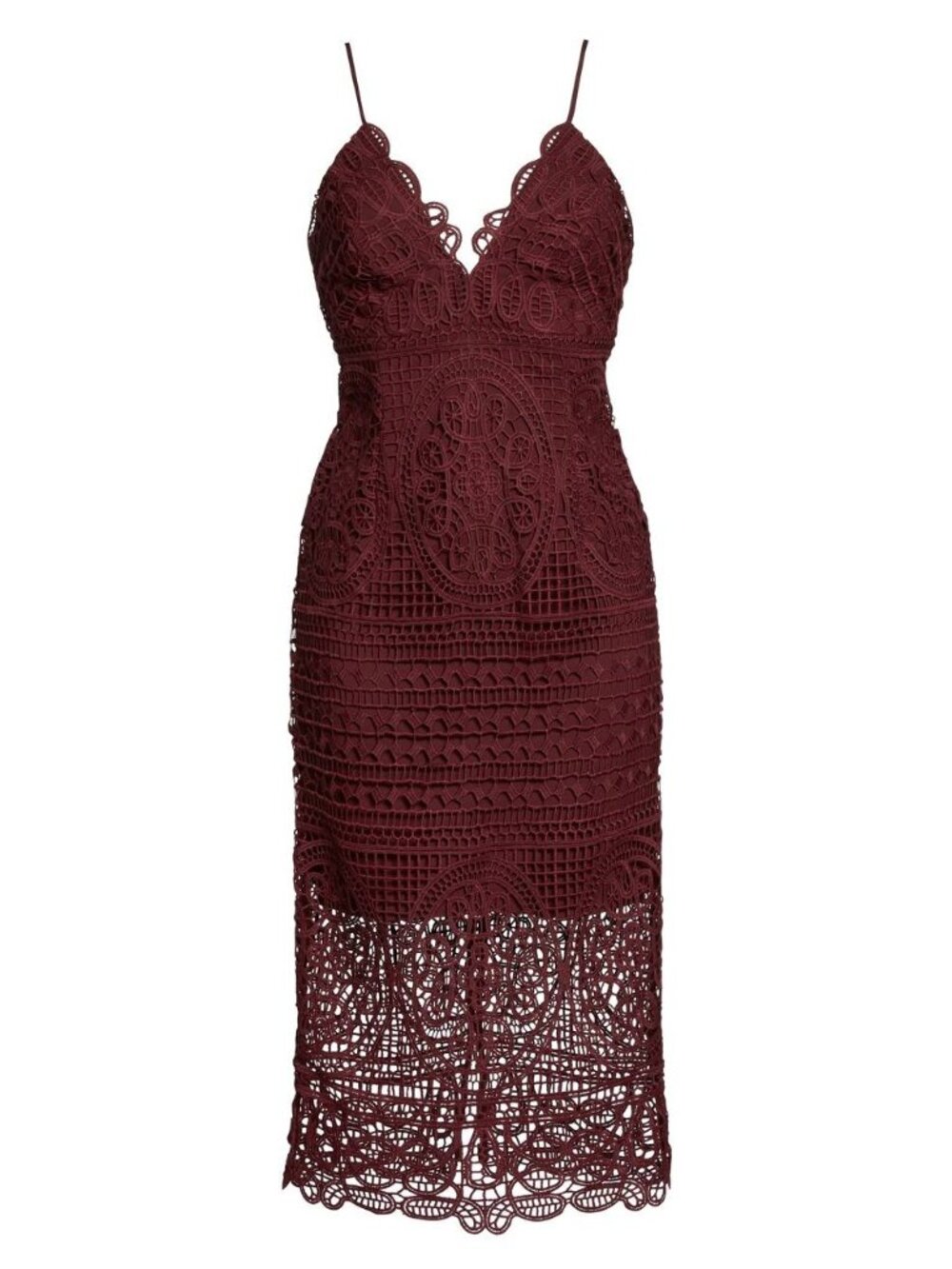 🆕BARDOT Versailles Lace Pencil Dress X-Small 4-6 Burgundy Wine